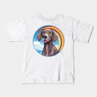 Weimaraner Cute Rainbow Cloud Dog Lover Kids T-Shirt